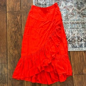 HM Red Orange Ruffle Dress Size 6